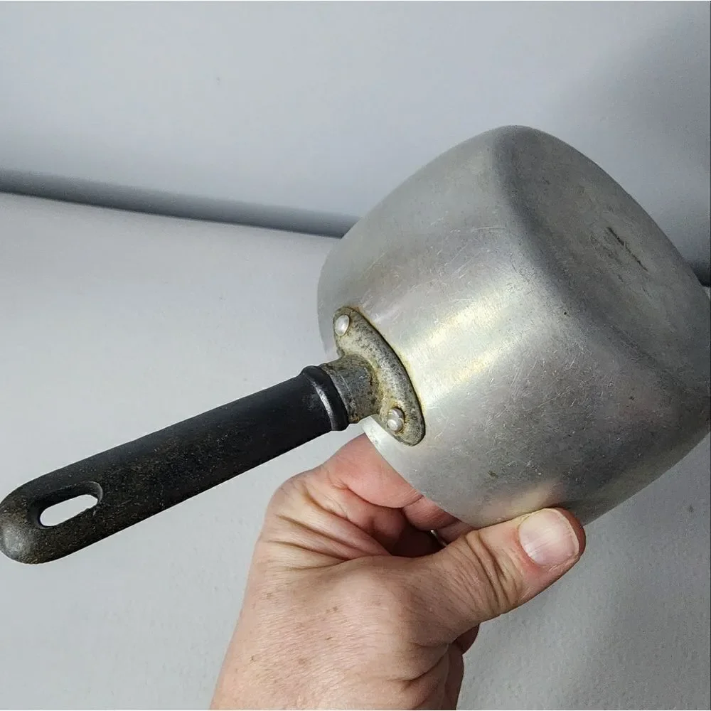 Vintage Aluminum Small Pan Pouring Spout Bakelite Handle Made in Italy